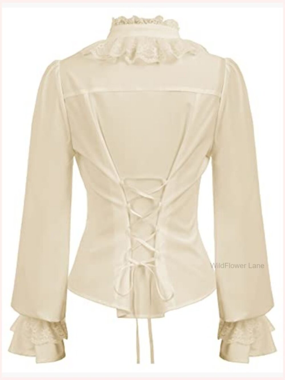 Victorian Blouse Long Sleeve Renaissance Shirt Gothic Button Down Tops - Picture 3 of 7